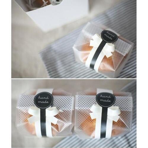 100 Pcs Cute Translucent Flat Bags,Toast Packing Bag, Plastic Bags for Bread Cookie,Cake,Chocolate,Candy,Snack Wrapping