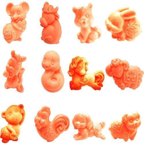 12 Animals Kitchen Baking Chocolate Fudge Cake Decorated Dessert Pastry Tools Silicone Molds Soap Handmade Soap Mold