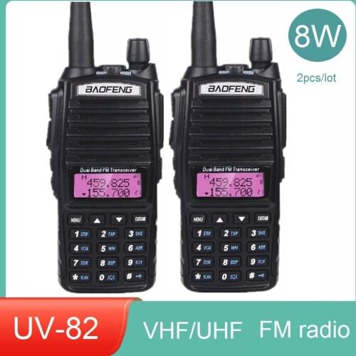2Pcs Powerful Walkie Talkie 8W Baofeng UV-82 10KM Scanner Transceiver Radio Dual Band UHF VHF Two Way CB Ham Portable Hunting