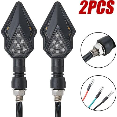 2pc 12V ABS Plastic Motorcycle Amber LED Turn Signal Flowing Water Blinker Indicator Light Red Day-time Running Lamp Accessories
