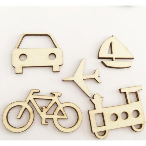 20pcs Unfinished Wood Cutouts Transportation Wood Shape Natural Wood Pieces for DIY Crafting Ornament Decoration