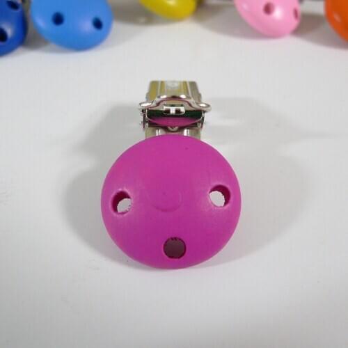 25PCS HOT PINK Color Natural Wood Baby Pacifier Dummy Suspender Holder Clips