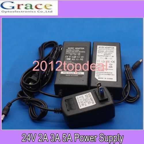 AC 85-245V To DC 24V 2A 3A 5A Power Supply Adapter Driver Switch For 3528 530 5050 Strip LED
