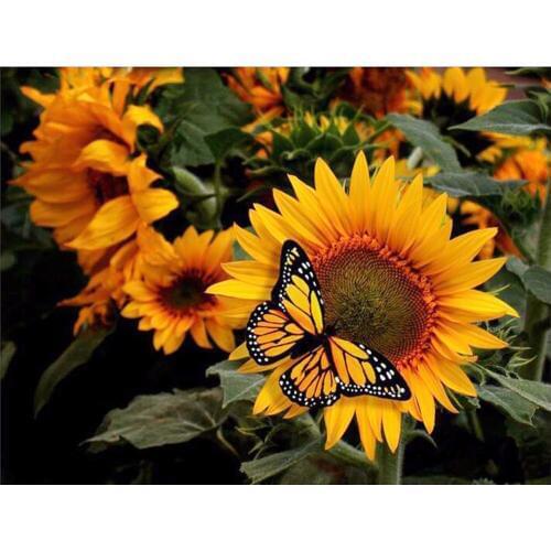 5D DIY Diamond Painting Flower Full Square Diamond Embroidery Cross Stitch Sunflower Butterfly Needlework Home Decorative GH353