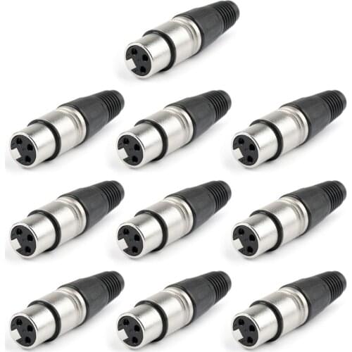 Artudatech 10 Pair Male&Female XLR 3Pin Audio Cable Connector Solder Type For Microphone