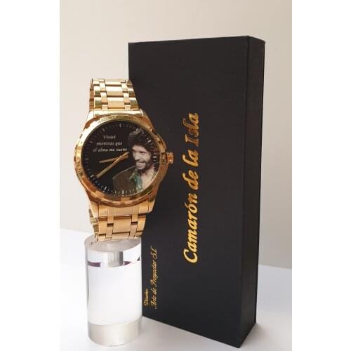 Camaron de la Isla, custom watch, phrase "I will live while the soul rings". Includes gift box, eternal shrimp