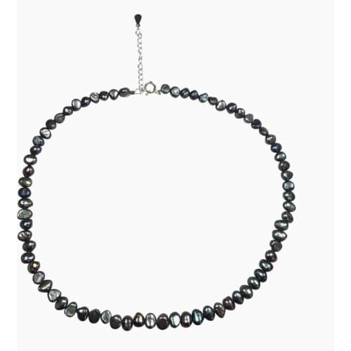 Black Pearl Short Clavicle Chain Natural Freshwater Pearl Irregular Baroque Necklace