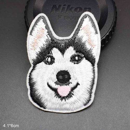 Husky Dog Iron on Dog Cheap Embroidered Embroidery Clothes Patch For Clothing Jeans Backpacks Girls Boys Clothes Stickers