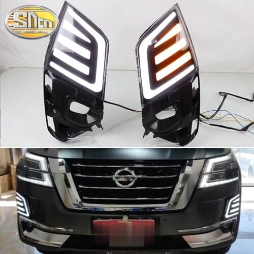 2PCS LED Daytime Running Light For Nissan Patrol 2020 2021 Dynamic Turn Yellow Signal Relay Car 12V LED DRL Day Light