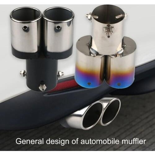 Double Export Car Tail Pipe Stainless Steel Oblique Crimping Car Silencer Universal Stainless Steel Pipe