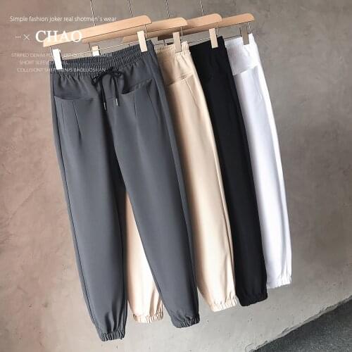 Joggers Solid Mens Casual Pants 2021 Summer Multi-pocket Ankle-Length Cotton Slim Breathable Mens Sweatpants