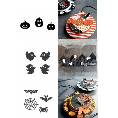Hot Sell Spider Web Bat Pumpkin Ghost Halloween Metal Steel Cutting Dies For DIY Scrapbooking Paper Cards Embossing Dies 2019