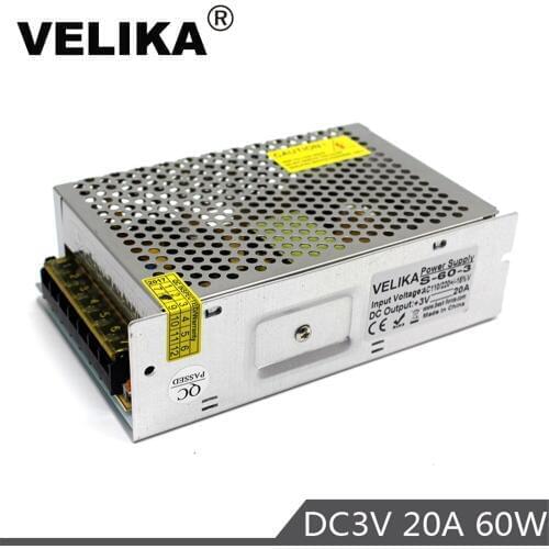 Switching Power Supply DC3V 20A 60W Single Output Smps Transformer 110V 220V AC DC 3V SMPS for LED Strip CNC 3D Print CCTV Motor