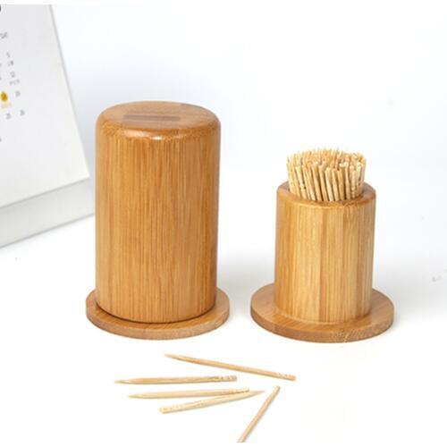 Cute Bamboo Wooden Toothpick Holder Carving Toothpick Box Carrier Portable Storage Box For Household Kitchen Organization