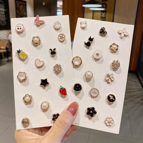 10Pcs Fashion Brooch Women Pin Clothes Decoration Anti-Exposure Buckle Cute Neckline Fastener Nail Pearl Button Accessory New