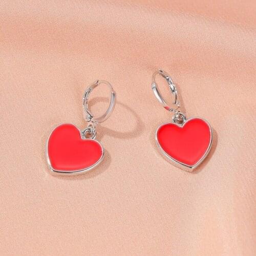 Fashion Earring for Women Red Small Heart Earrings Jewelry 2021