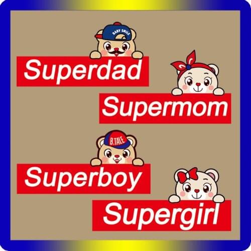 Cartoon Parent-child Patches Hot Heat Transfer Cloth Printing Sticker DIY Iron On Clothing Bag Shoes Customization Logo