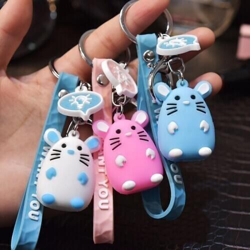 Soft mouse cartoon keychain car New key chain car key ring bag pendant couple KeyRing gift Jewelry wholesale K2374
