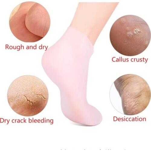 1Pair Feet Care Socks Spa Home Use Silicone Moisturizing Gel Heel Socks Cracked Foot Skin Care Protectors Anti Cracking New Hot