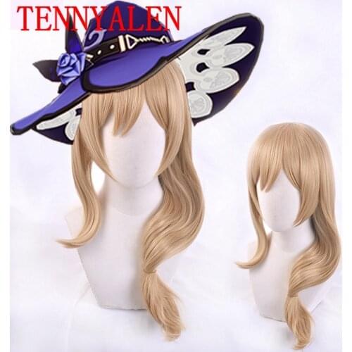2020 new game Genshin Impact wig cosplay burnt yellow Lisa large volume face wig + breathable hair net
