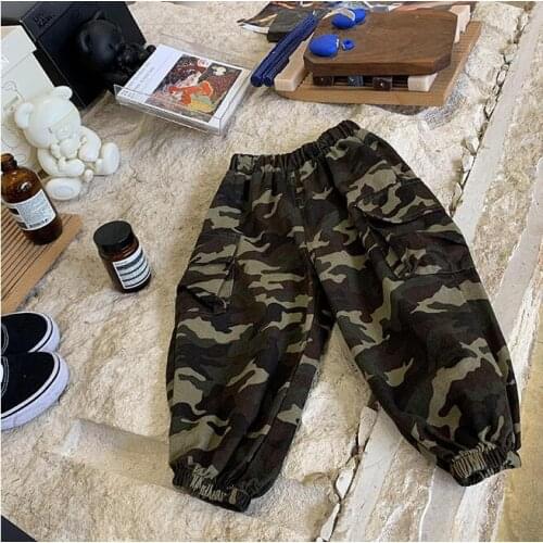 2021 new girls boys long pants cotton autumn cool kids printed pants