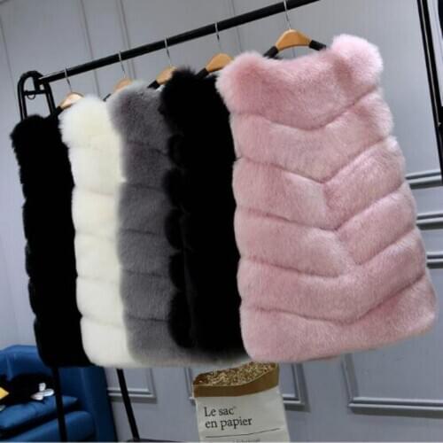 Maomaokong 2020 New Womens High imitation Fox Fur Vest Fashion Fur Jackets Casual Style Overcoat Women Fur Outerwear