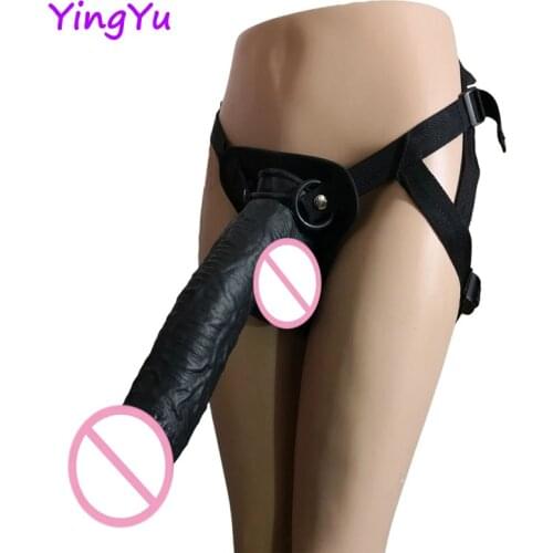Strap on dildo silicone huge realistic penis on strap leather belt adjustable sex toys suction cup lesbian masturbate sex shop