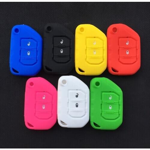 Siliconer rubber car key protect shell cover case for Jeep 2018 2019 Wrangler JL JLU Flip 2button key