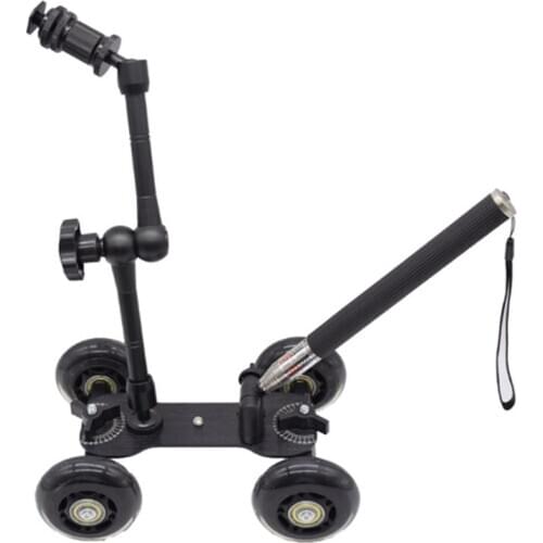 Sports Camera Photography Rail Car Four-Wheeled Black Ultra-Quiet Desktop Mini Mini SLR Camera Cart