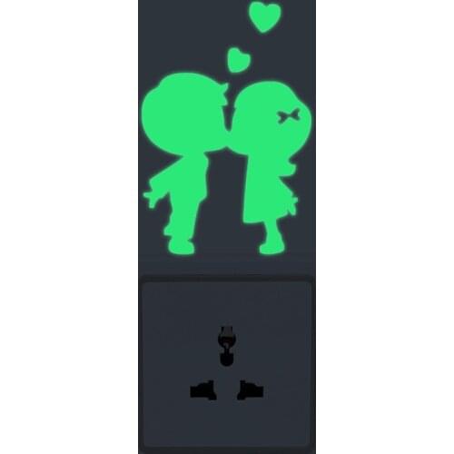 Luminous Bathroom Cartoon Switch Sticker Glow In The Dark Cat Sticker Fluorescent Fairy Moon Lovely Stars Sticker Kid Room Home