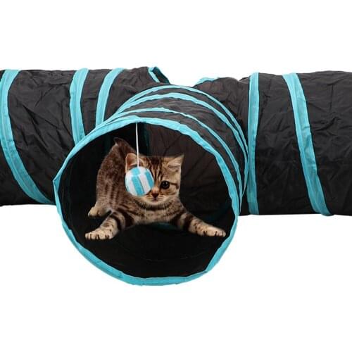 Tunnel Tubes Play Tubes Balls Funny Pet Cat Tunnel Kitten Toys Puppy Ferrets Rabbit Play Dog Foldable Storage 2 Colors 3 Holes