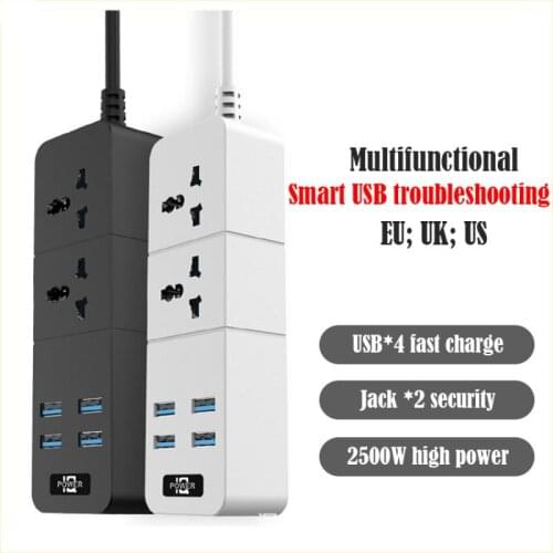 Smart USB Socket Accessories Multi-Function Sockets High-Power 2M Sockets USB Socket USB*4 10A 2500W Fast Charging Smart Shunt