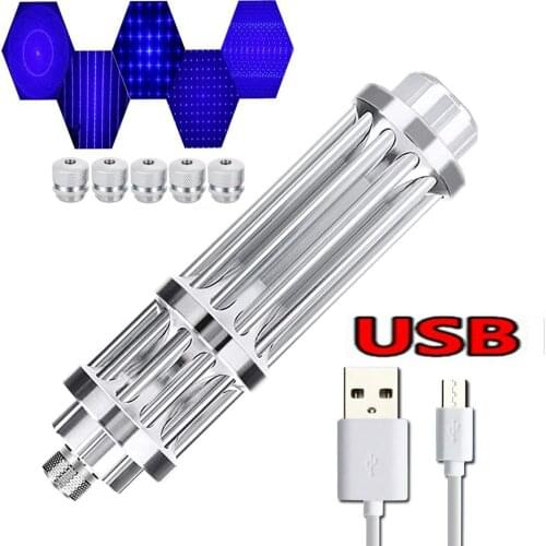 USB high power laser blue laser flashlight adjustable focus laser burning match/candle/cigar powerful hunting laser sight