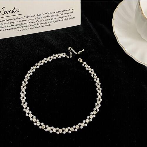 Japan and South Korea fashion leisure simple French pearl net red womens summer sexy versatile Necklace accessories wholesale