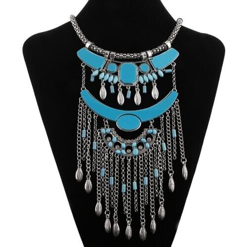LOVBEAFAS Bohemian Maxi Statement Choker Necklaces For Women Exaggerated Vintage Tassel Necklaces & Pendants Collares