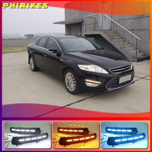 1Pair For Ford Mondeo 2011-2013 Car-styling Front LED DRL Daytime Running Light Daylight Driving Fog Lamp Flashing light