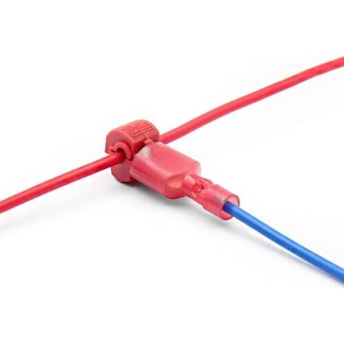 10pcs T1-type red terminals free of broken wire stripping soft wire fast wire connector insulation 0.5-1.5 square
