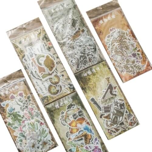 10packs/lot Vintage Style Different Shaped Paper Sticker DIY Plants Vehicle Label Planner Diary Collection for Scrapbooking