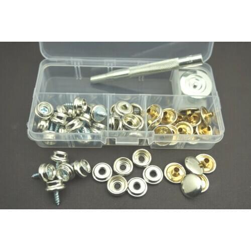 15mm Heavy Duty Snap Fastener Popper Press Stud Button + Fixing Tool Kit
