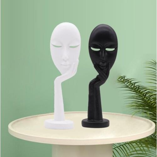 2pcs Abstract Sculpture Handcrafted Art Resin Thinking Man Home Decor Decorative Figurine, Hand Carved Accent Statue Thinker