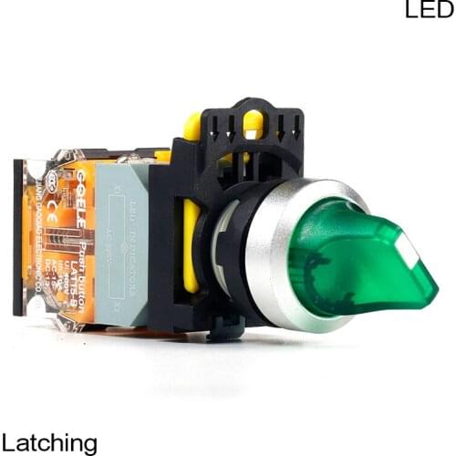 5 PCS Push button switch Selector switch Short handle 3-Position LED Latching Waterproof IP65 LA115-B2-11XD-G31