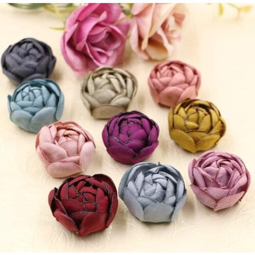 Free Shipping 3D Fabric Rose Flower Craft 20PCs 5PCs Handmade Floral Garment Patch Stiker Garment Shoes DIY Headband Jewelry
