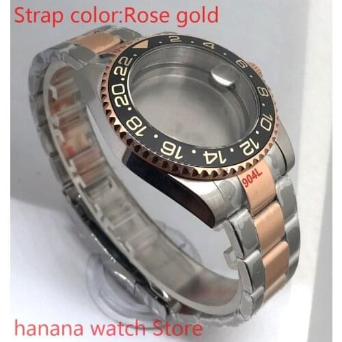 High quality 904L stainless steel rose gold strap bracelet with 40mm sapphire glass ETA mingzhuji NH36 MH35 case, light yellow