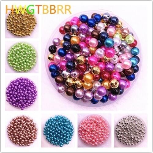 NEW 50pcs/lot 8mm Imitation Pearls Round Pearl Spacer Beads Loose DIY Jewelry Making Bracelet Necklace Earrings Accessories