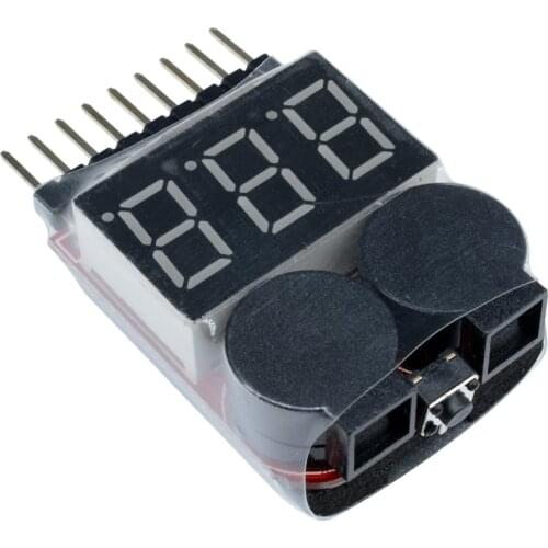 Digital 2 IN1 Low Buzzer Alarm 1S-8S 1-8S Lipo/Li-ion/Fe RC Boat Battery Voltage Meter Monitor Tester for Helicopter Battery