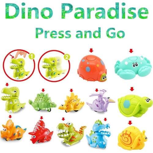 Dinosaur Paradise Pressure Inertia Dino Cars Dino Slide Toy Back of The Car Birthday Christmas Gift for Girl Boy Children Kid