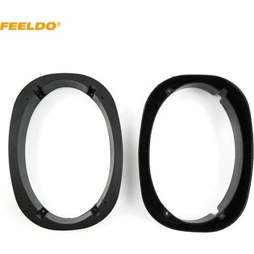 FEELDO 2pcs Black 6x9 Car Stereo Speaker Spacer Pad Adapter for General Use All Cars Beveled Speaker Mat Ring Set #HQ6051
