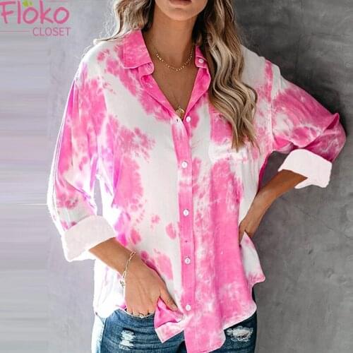 Женские рубашки с принтом FlokoCloset China At AliExpress