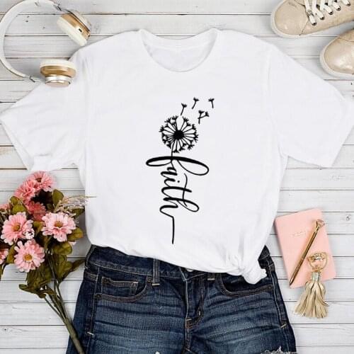 T-shirts Women Dandelion Plant 90s Fashion Trend Ladies Summer Spring Tshirt Top Lady Stylish Sexy Print Clothes Tee T-Shirt