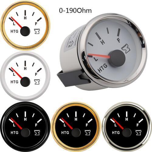 HTG Sewage Level Gauge 52MM Boat Holding Tank Gauge 0-190Ohm With Backlight 12V/24V fit Marine Boat Car Truck E-F Tank Level
